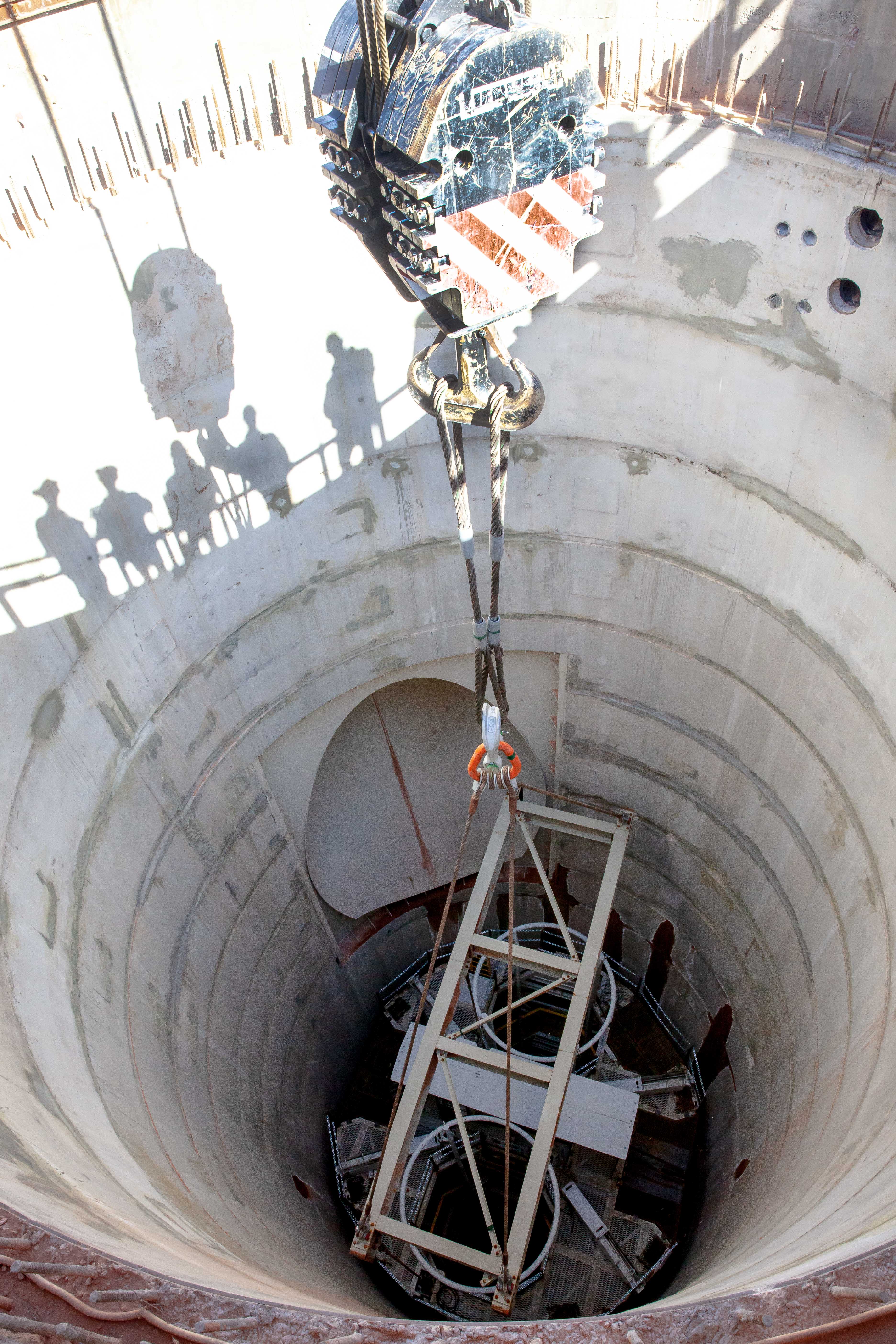 Image from above of the utility shaft